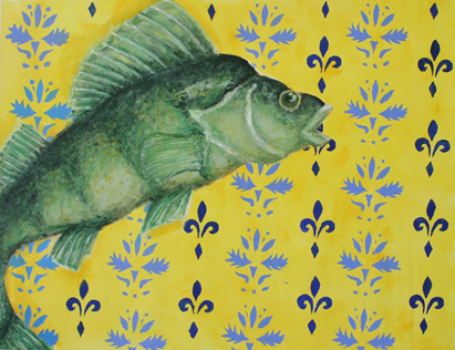 Fisch 1, Acryl auf Leinwand, ca. 90 cm x 70 cm, 2001