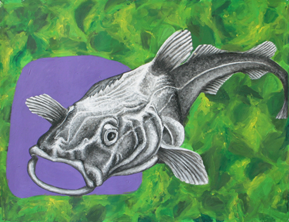 Fisch 2, Acryl auf Leinwand, ca. 90 cm x 70 cm, 2001