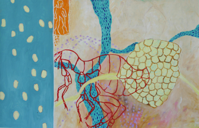 Grafik 5, Acryl auf Leinwand, ca. 95 cm x 61 cm, 2001