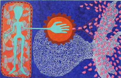 Grafik 7, Acryl auf Leinwand, 112 cm x 57 cm, 2001