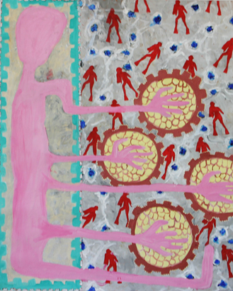 Grafik 8, Acryl auf Leinwand, 77 cm x 96 cm, 2001