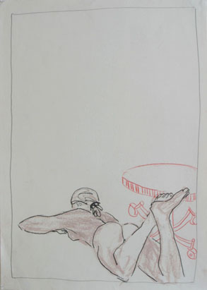 Aktzeichnung 10, Mischtechnik auf Papier, 30 cm x 42 cm, 2001