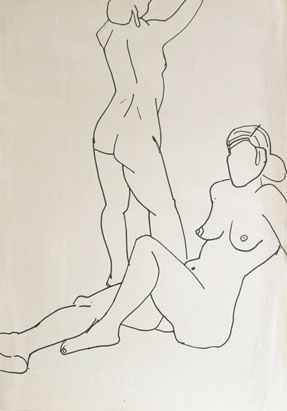 Aktzeichnung 18, Tusche auf Papier, 42 cm x 59 cm, 2001
