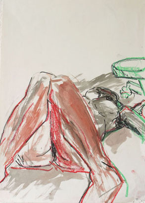 Aktzeichnung 2, Mischtechnik auf Papier, 30 cm x 42 cm, 2001