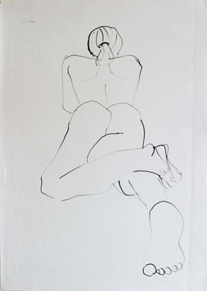 Aktzeichnung 20, Tusche auf Papier, 42 cm x 59 cm, 2001