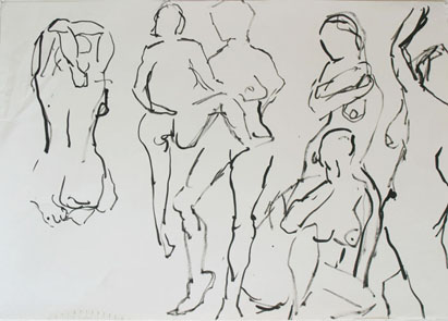Aktzeichnung 21, Filzstift auf Papier, 59 cm x 42 cm, 2001