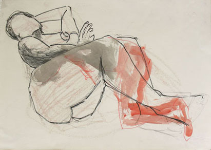 Aktzeichnung 1, Mischtechnik auf Papier, 42 cm x 30 cm, 2001