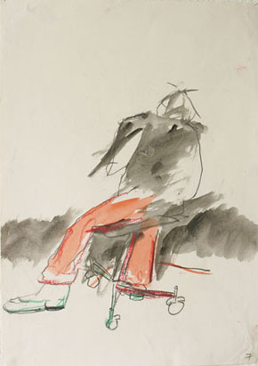 Aktzeichnung 3, Mischtechnik auf Papier, 30 cm x 42 cm, 2001