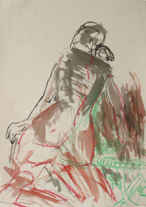 Aktzeichnung 4, Mischtechnik auf Papier, 30 cm x 42 cm, 2001