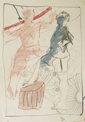 Aktzeichnung 6, Mischtechnik auf Papier, 30 cm x 42 cm, 2001