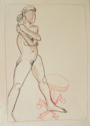 Aktzeichnung 7, Mischtechnik auf Papier, 30 cm x 42 cm, 2001