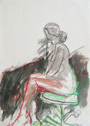 Aktzeichnung 8, Mischtechnik auf Papier, 30 cm x 42 cm, 2001