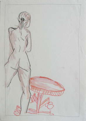 Aktzeichnung 9, Mischtechnik auf Papier, 30 cm x 42 cm, 2001