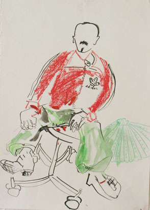 Zeichnung 24, Mischtechnik auf Papier, 30 cm x 42 cm, 2001