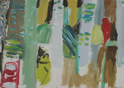 Abstrakt 11, Acryl auf Papier, 60 cm x 42 cm, 2002