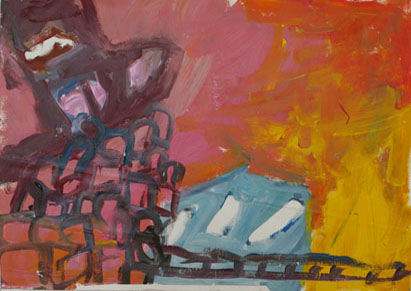 Abstrakt 16, Acryl auf Papier, 40 cm x 30 cm, 2002