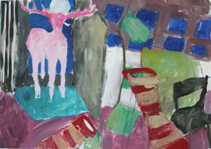 Hirsch 2, Acryl auf Papier, 57 cm x 40 cm, 2002