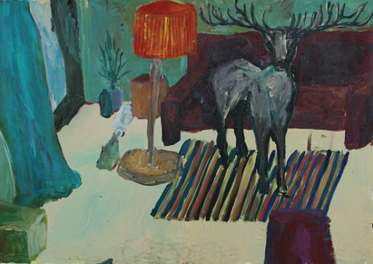 Hirsch 5, Acryl auf Papier, 57 cm  x 40 cm, 2002
