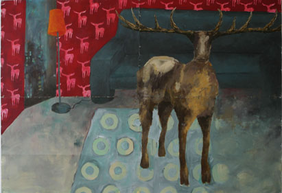 Hirsch 6, Acryl auf Pappe, 200 cm x 140 cm, 2002
