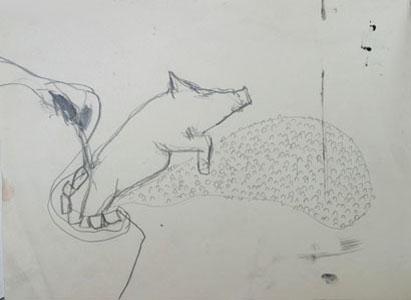 Tier 5, Bleistift auf Papier, 28 cm x 21 cm, 2002